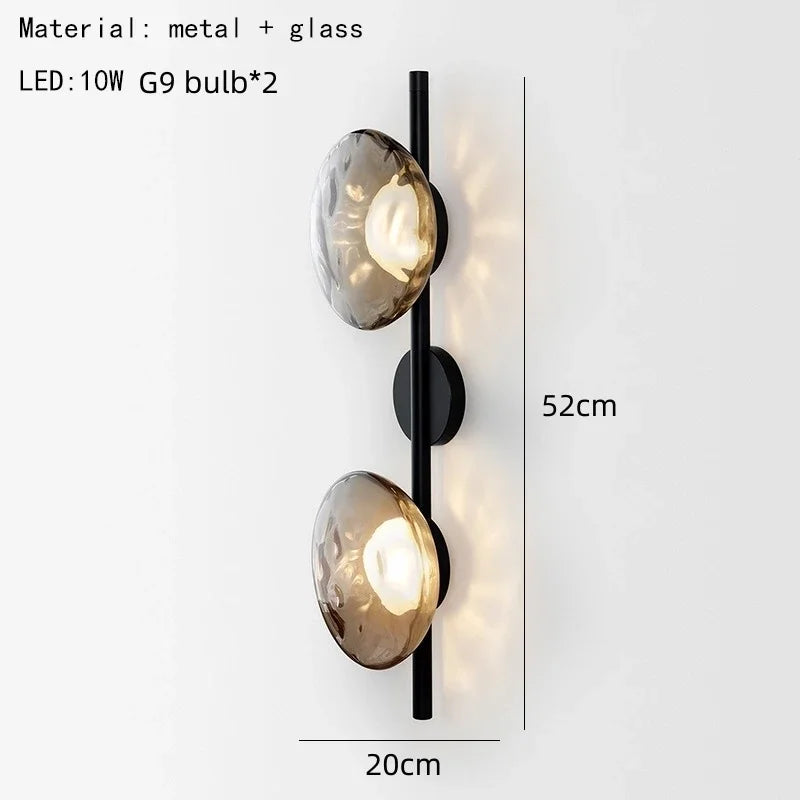 Nordic Gray White Clear Glass  Light Gold Black Metal Lamp G9 Bulb for Bedroom Parlor Restaurant Corridor Aisle Wall Decor