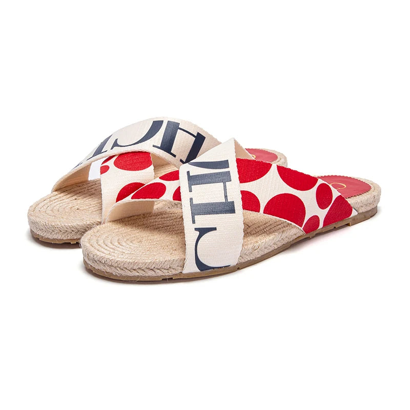 Designer New Flat Women's Slippers Woven Comfort Women's Shoes Casual Flat Slippers Luxury Brand Summer Shoes