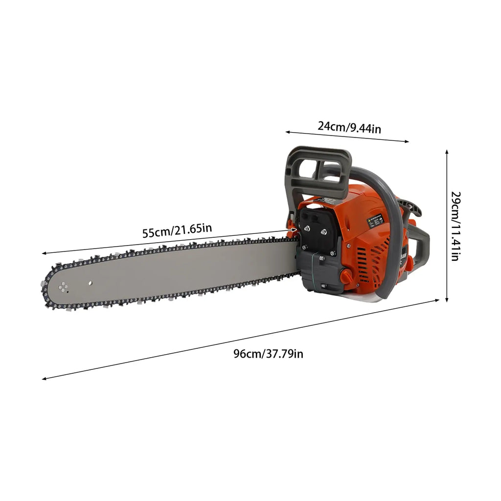 22 Inch Gas Powered Chainsaw, 60CC 10000RPM 2-Stroke Powerful Engine, with Glooves and Goggles, Petrol Cordless Handle Gas Chain