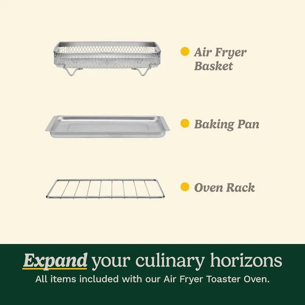 Toaster Oven, 6-in-1 Functions, Adjustable Temperature, Includes Oven Rack, Baking Pan and Air Fry Basket