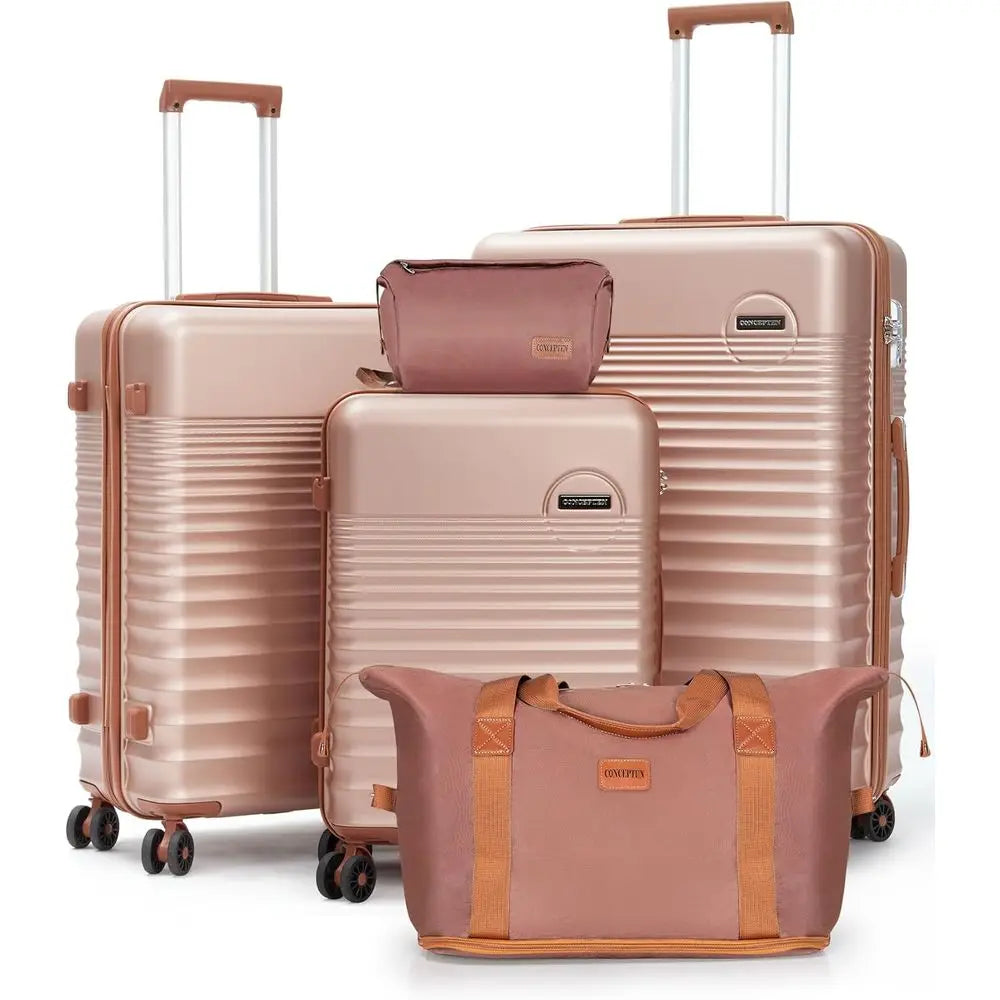 5-Piece Hardshell Luggage Set with Wheels, ABS Carry-On Suitcases, TSA Lock for Travel