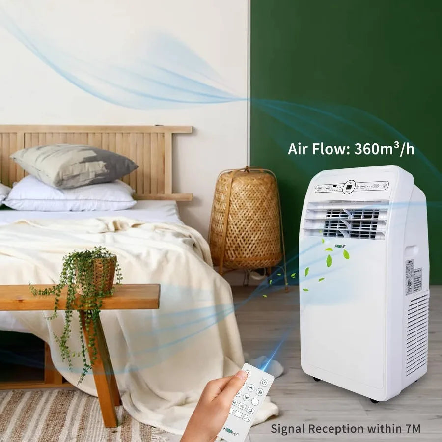 12000 BTU Portable Air Conditioner with Heater for up to 400 Sq. Ft White Portable AC Unit with Dehumidifier Fan Cools and Heat