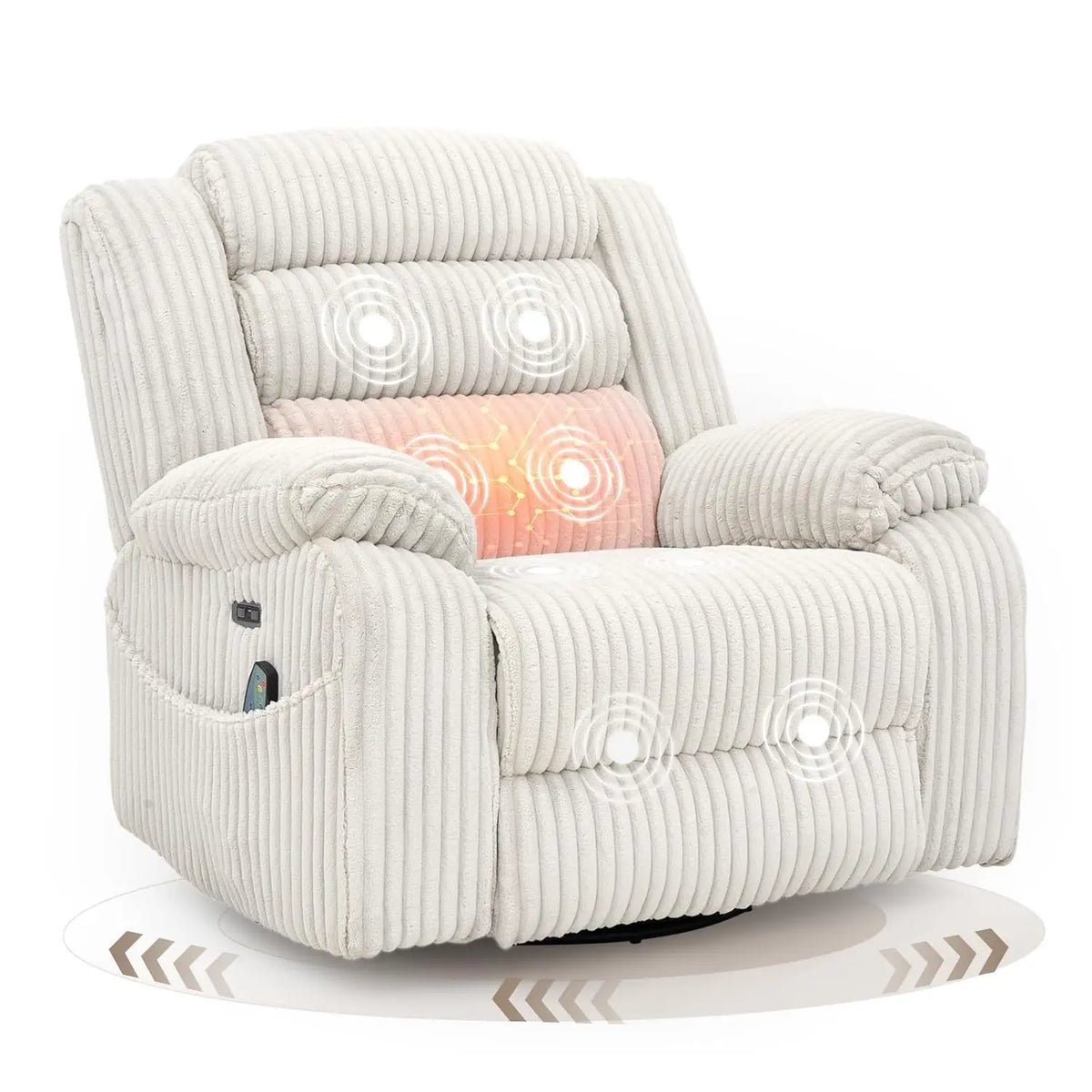 Power Swivel Rocker Recliner Chair for Adults with Massage and Heat, USB and Type-C Charging Port, Infinite, Customized