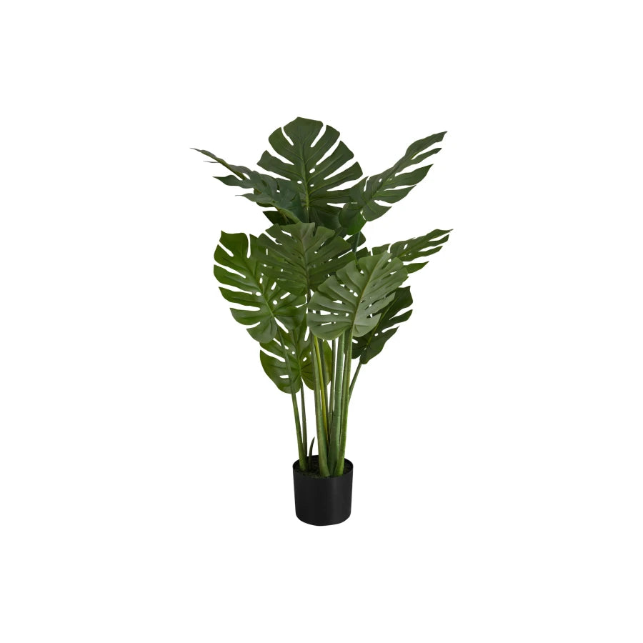 Artificial Plant 45 Tall Monstera Tree Indoor Faux Floor Potted Greenery Real Touch Decorative Green Leaves Black Pot