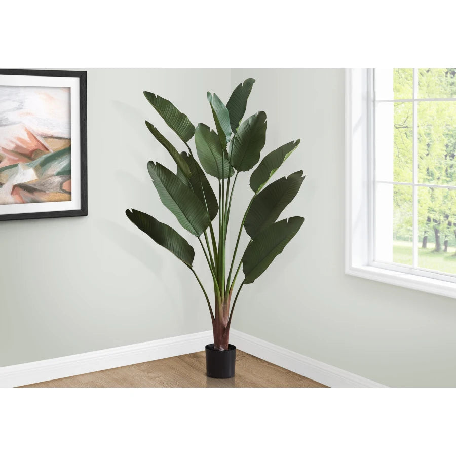 Artificial Plant 83 Tall Indoor Decorative Floor Palm Tree Real Touch Green Leaves Black Pot