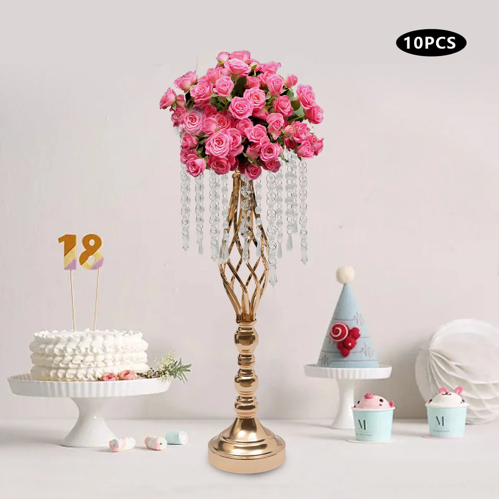 Metal Wedding Table Centerpieces 10 Pieces Crystal Flower Vase Stand Party Decor