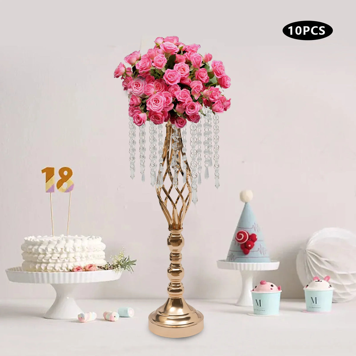 Metal Wedding Table Centerpieces 10 Pieces Crystal Flower Vase Stand Party Decor