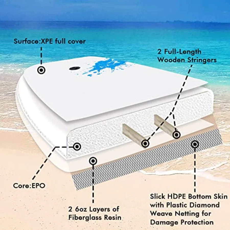Bodyboard for Beach Include Leash 42 Inch Body Board with Durable EPO Core Reticular Structure Board Great Surfing for Teens an