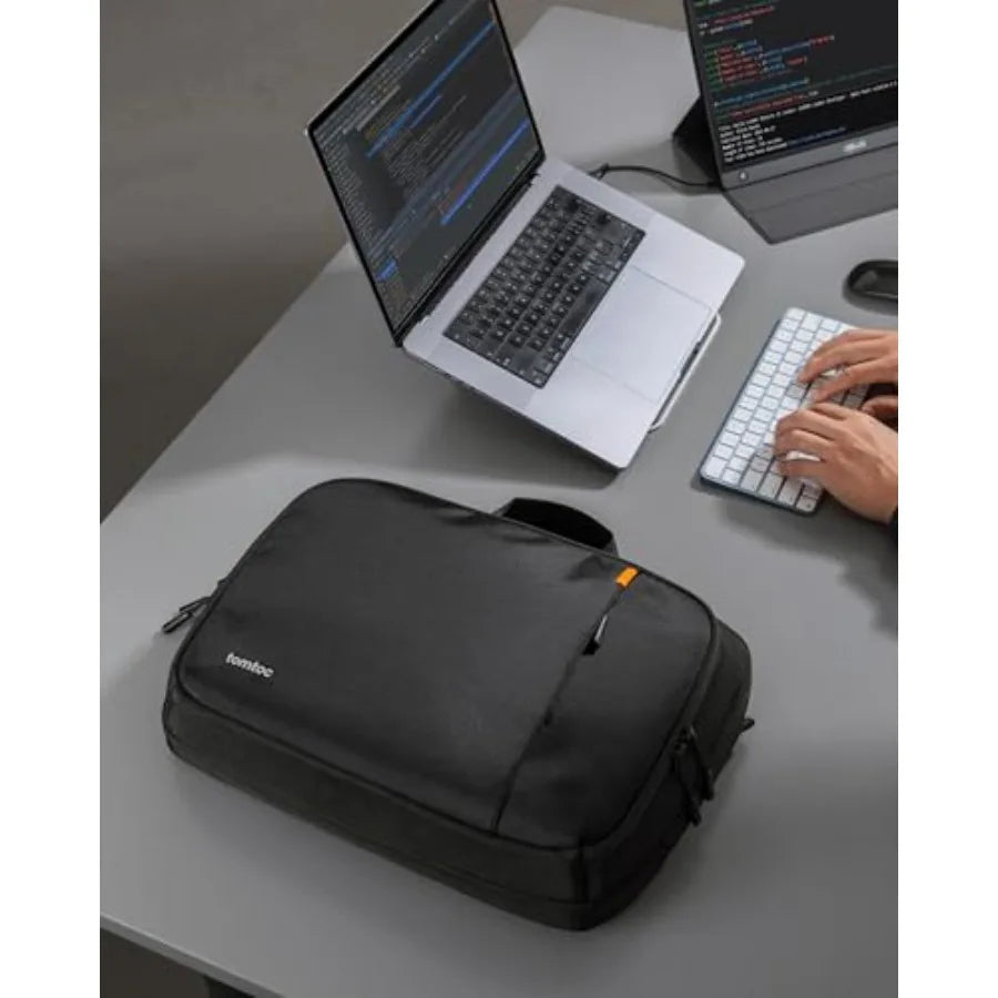 16-inch Dual Compartment Laptop Briefcase for 2 Laptops Business Protective Laptop Messenger Shoulder Bag for a Laptop+ a Porta