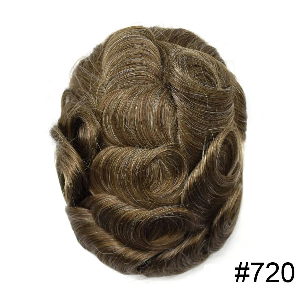 Mens Toupee Full Poly 0.10mm Injection Pu Human Hair System Hairpieces Male Hair Prosthesis Male Wig for Hair Loss Solution