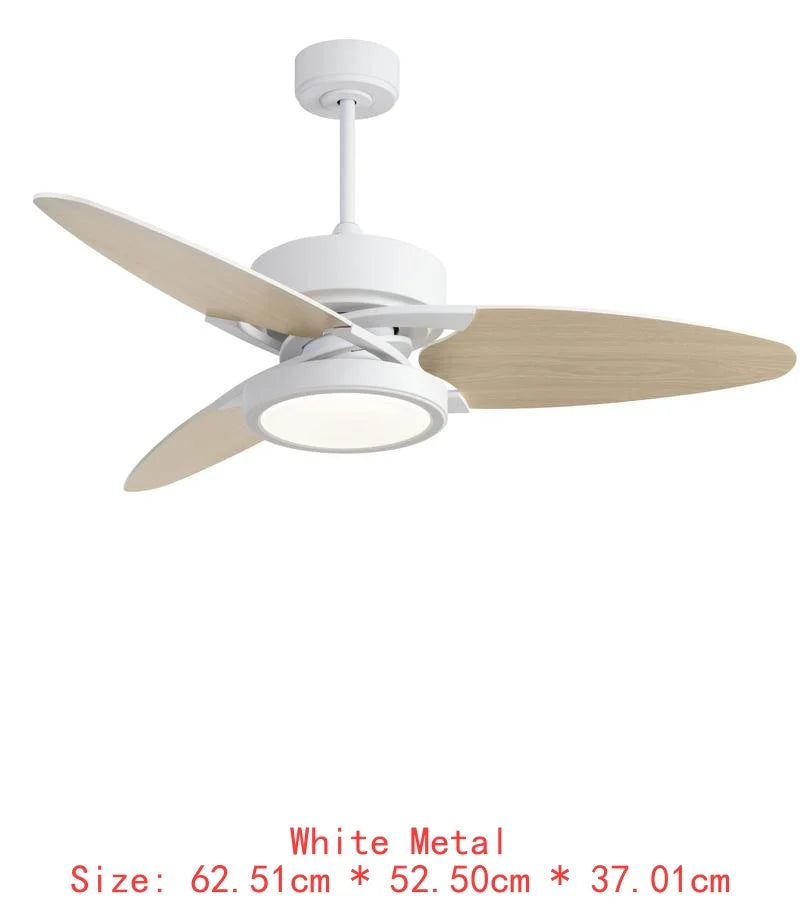52" LED Indoor White Smart Ceiling Fan with Remote Control for Home Use