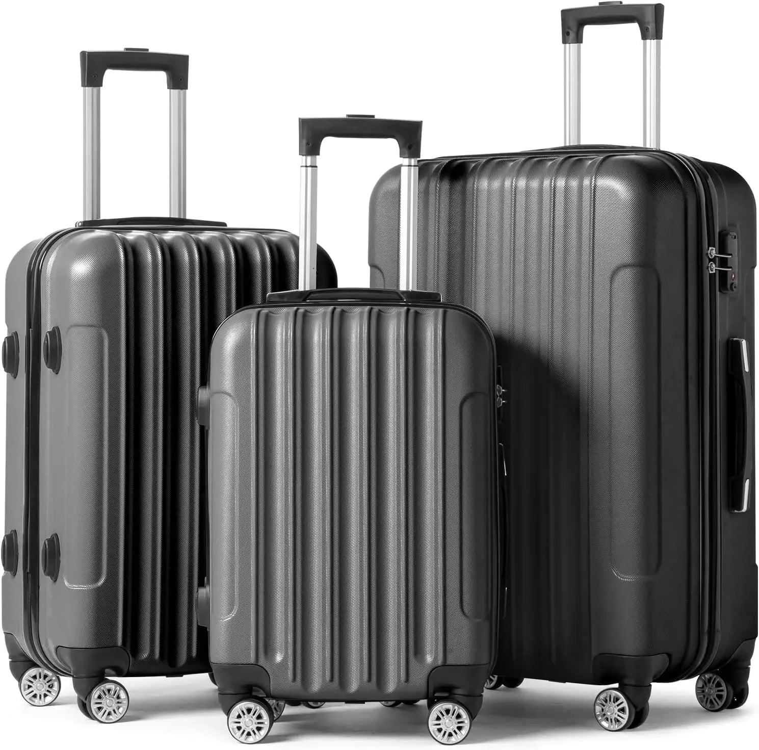 Set of 3 Hardside Carry on Suitcase Sets with Spinner Wheels & TSA lock, Portable Lightweight ABS Luggages for Travel, Business