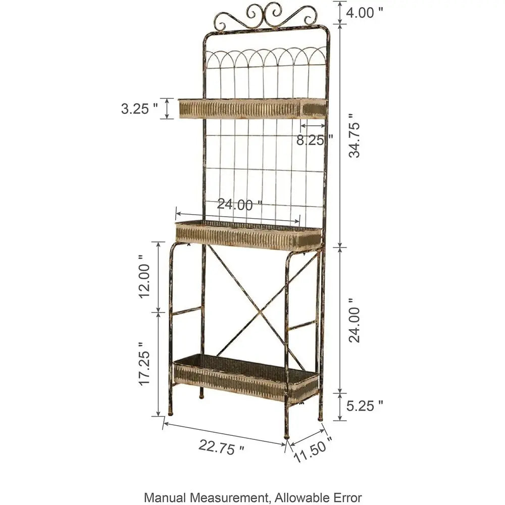68-Inch Tall 3-Tier Metal Garden Planter Stand - Indoor/Outdoor Storage Rack for Plants and Decor