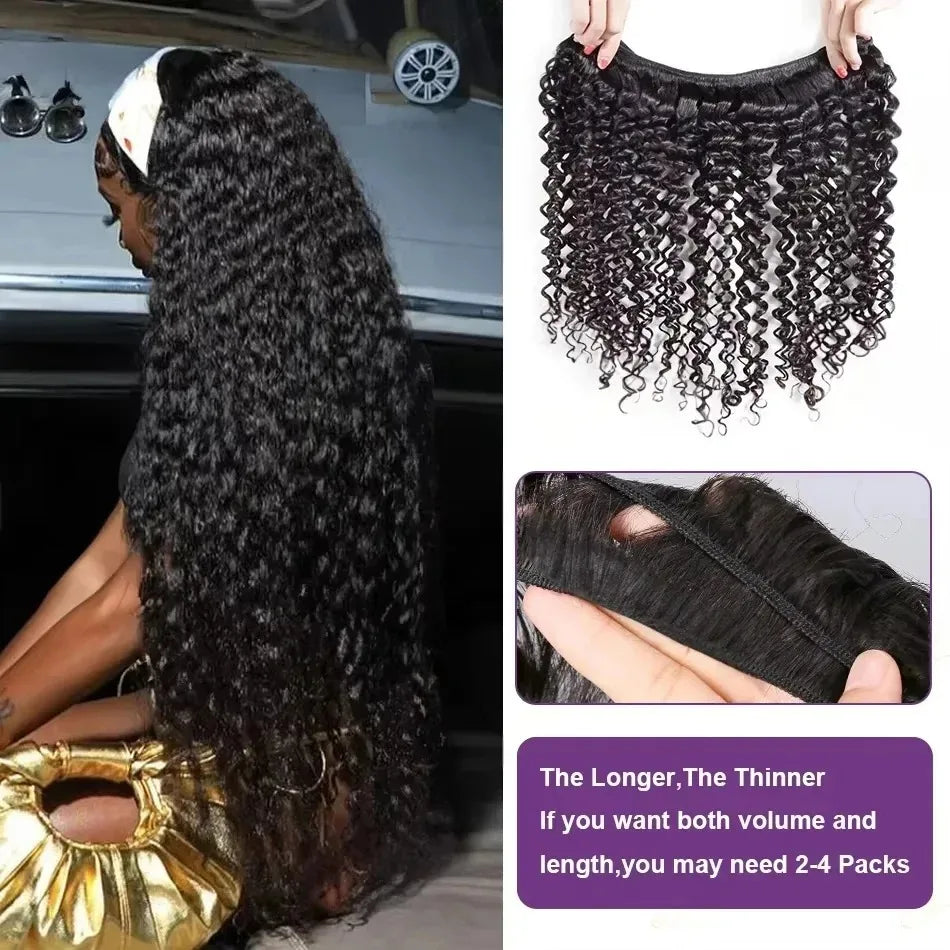 32 36 40 Inch Loose Deep Wave Human Hair Bundles Brazilian Remy Unprocessed Weaving Curly Hair Bundles 1 3 4 Extensions Deals