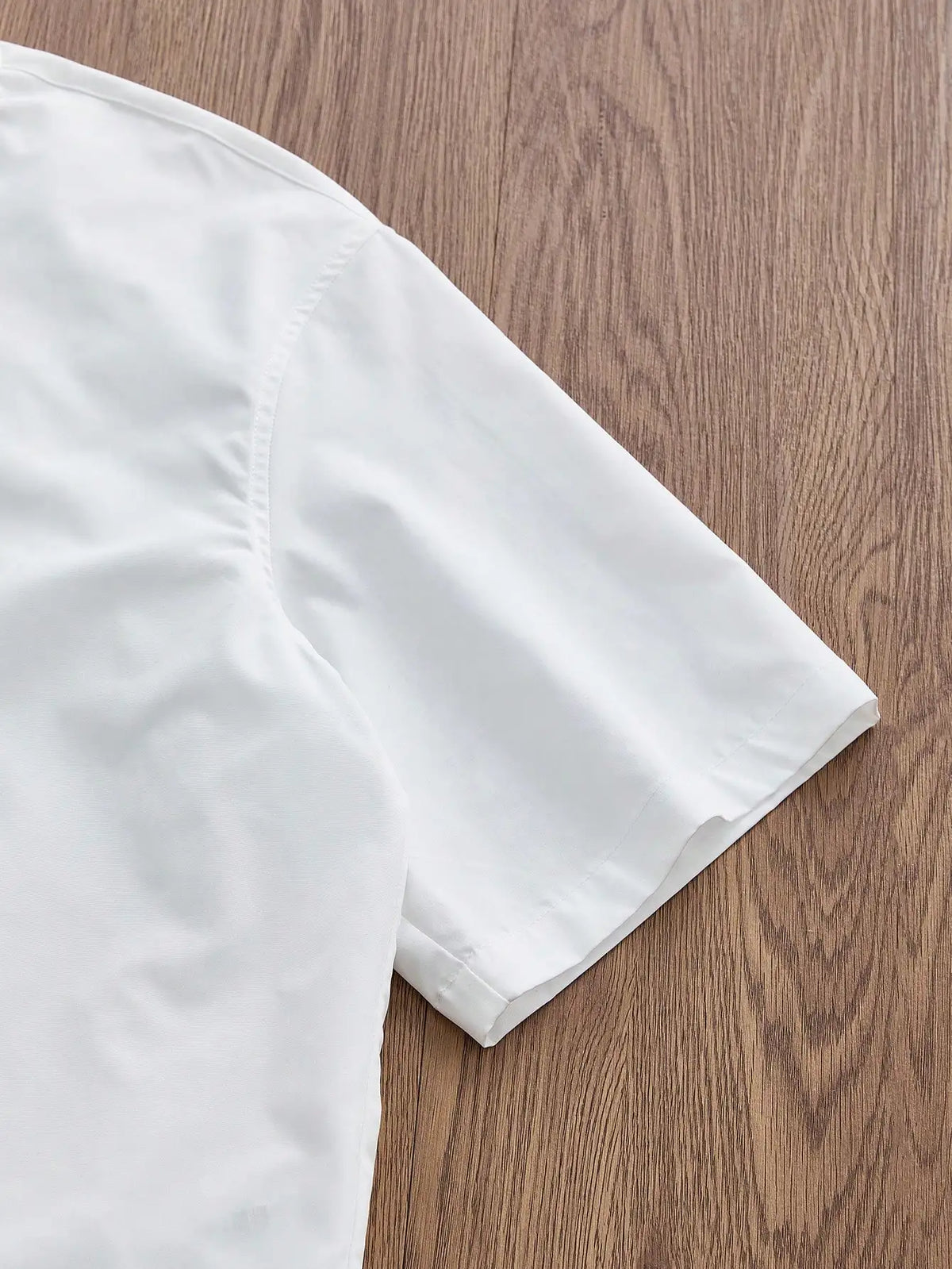 Men's White Loose Short Crop Shirt with Strawberry Graphic Print