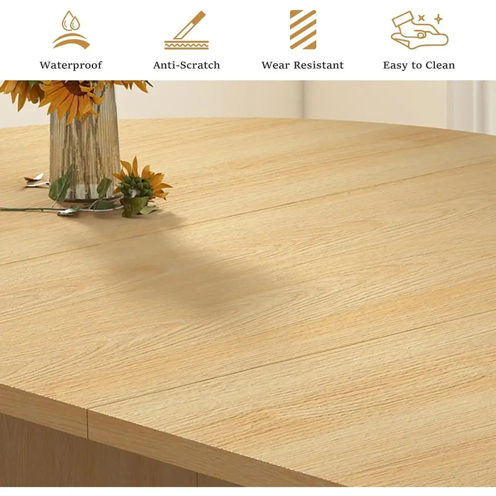 Expandable 4-8 Seater Oval Dining Table with Natural Luted Base for Kitchen, Living, and Dining Rooms