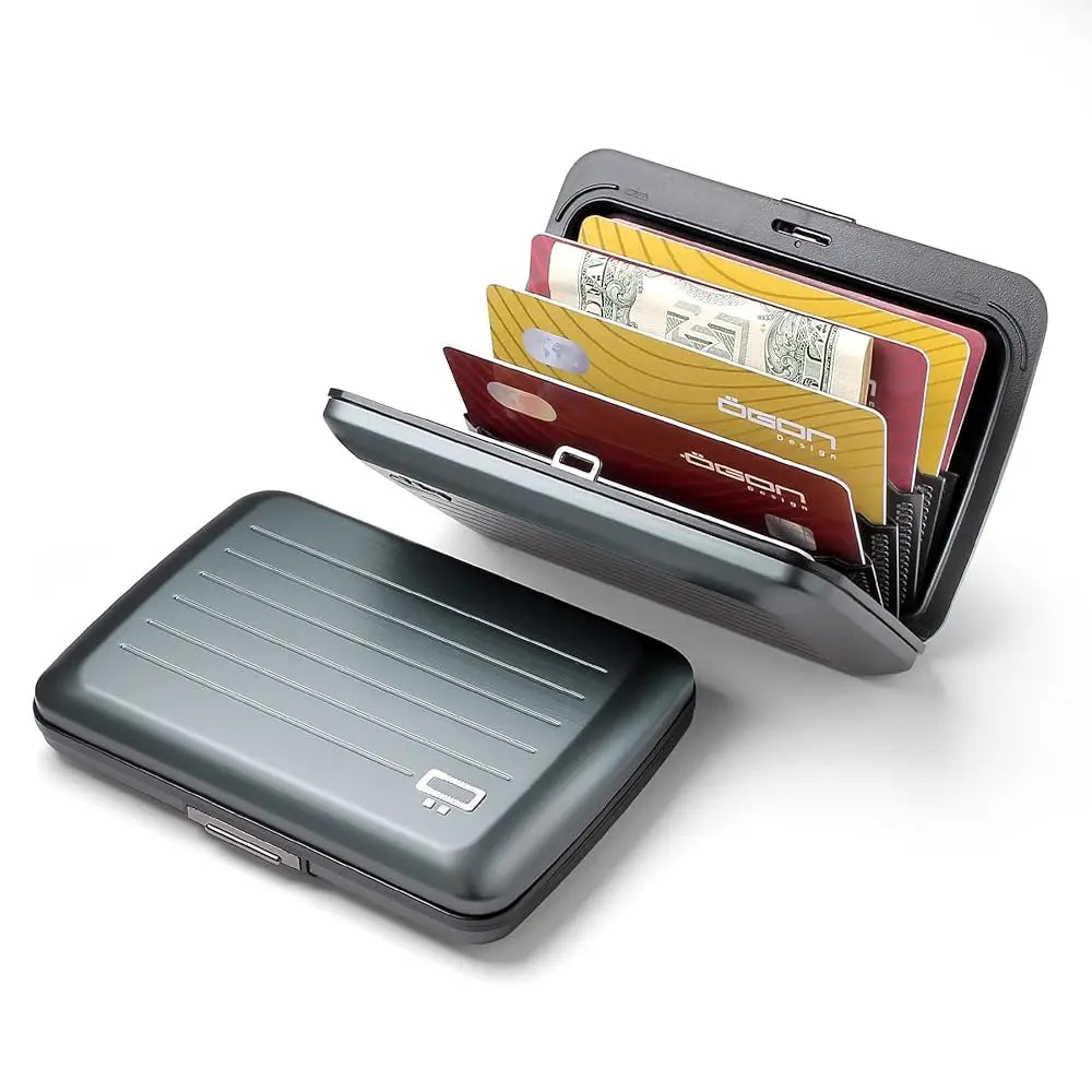Aluminum card holder with metal lock, RFID protection against fraud and demagnetization, compact wallet, Smart Case