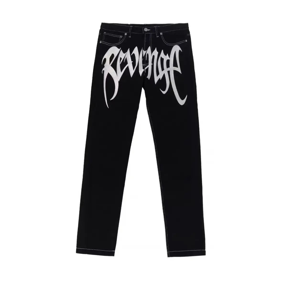 American-Style Streetwear Washed Vintage Lettered Jeans for Men, Spring and Autumn Straight Loose Fit, European and American High Street Vibe Style Long Pants