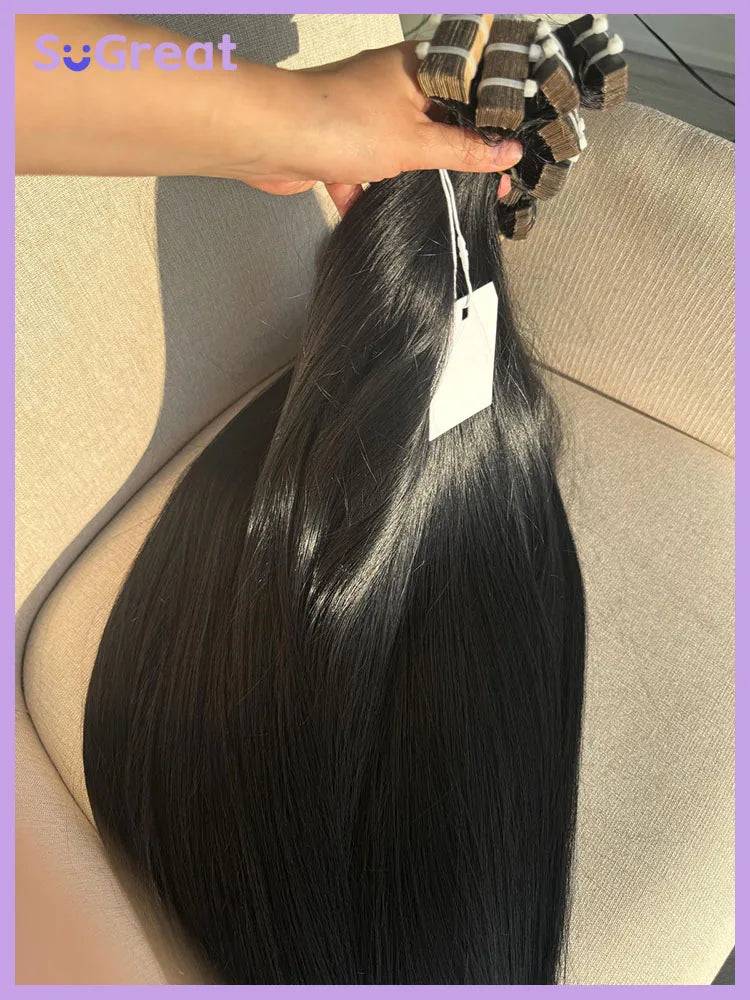 Invisible Tape In Hair Extensions Human Hair Hand Tied Tape in Hair Extensions Natural Adhesive Tape Hair Extension 20pcs/pack