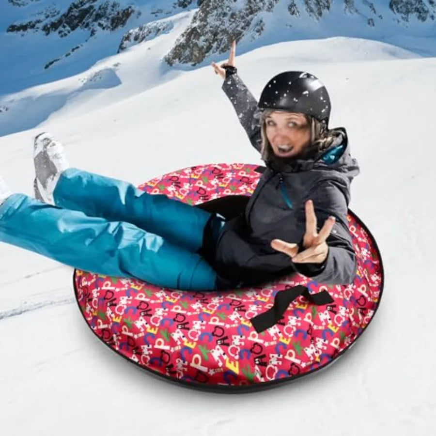 35.4 Inch Snow Tube Ox Cloth Heavy Duty Snow Sleds Inflatable Snow Tube Sled with Thickened Bottom Protable Winter Snow Sleddin