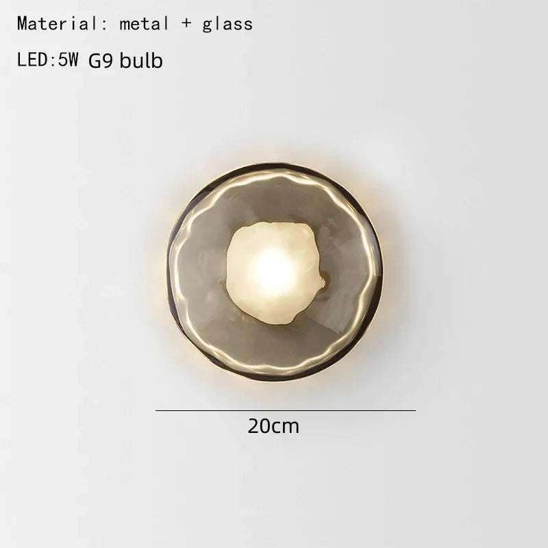 Nordic Gray White Clear Glass  Light Gold Black Metal Lamp G9 Bulb for Bedroom Parlor Restaurant Corridor Aisle Wall Decor
