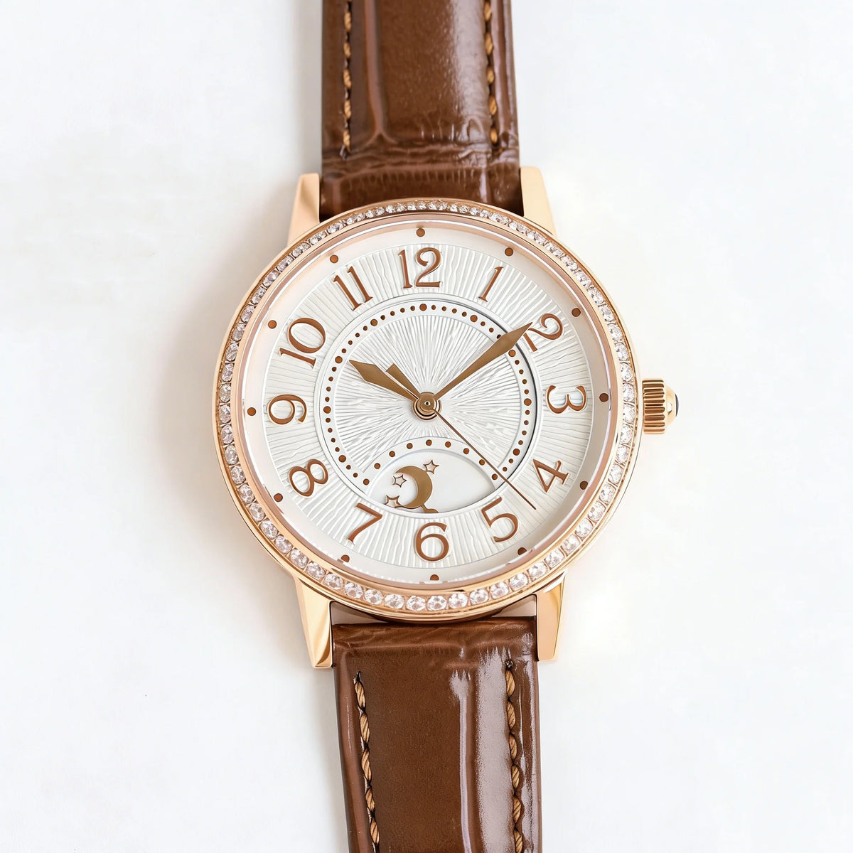 Customized luxury women's watch, 34mm diameter, imported calfskin strap, 898A1 automatic winding movement