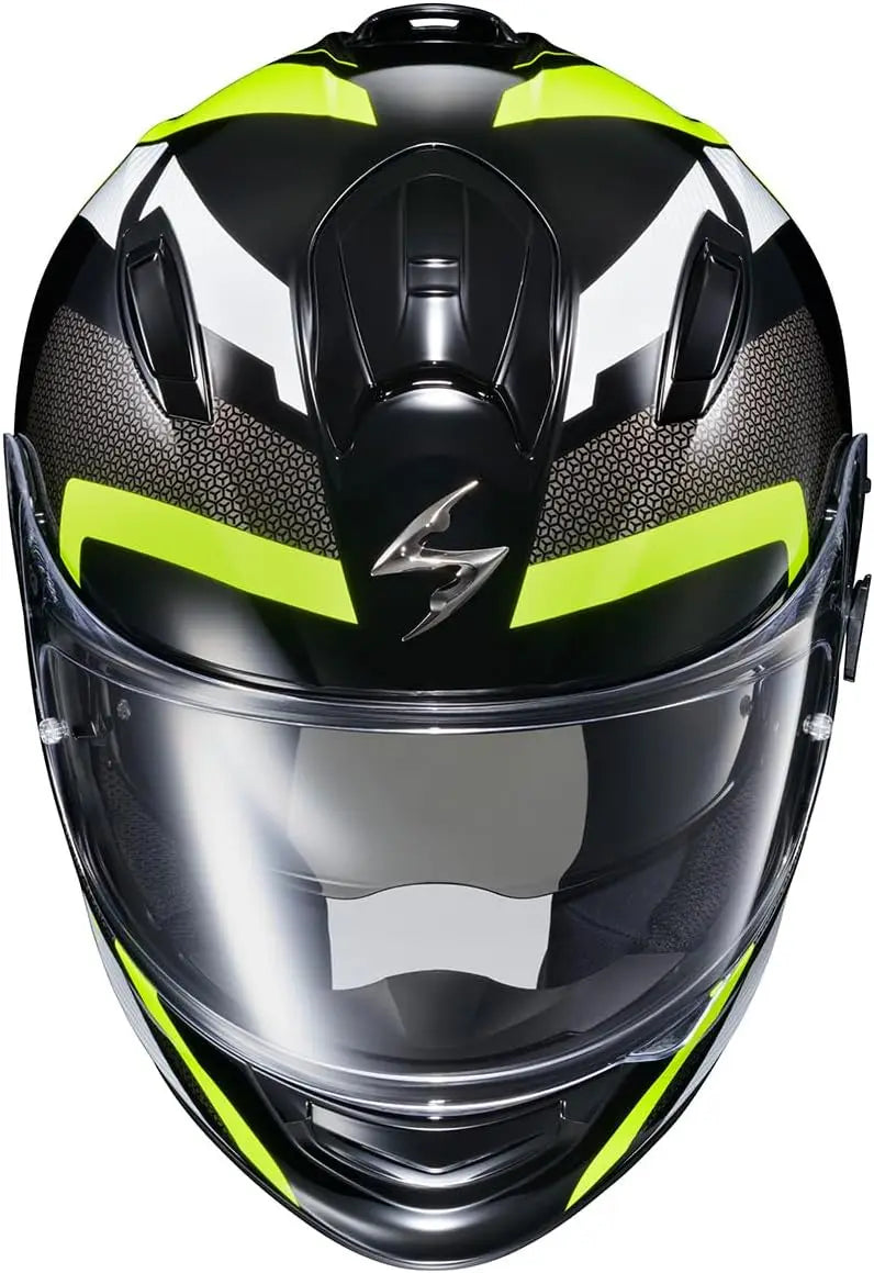 Ryzer Full Face Motorcycle Helmet with Pinlock Ready Shield with Integrated Speaker Pockets DOT ECE Approved Evolution (Hi-Viz-2
