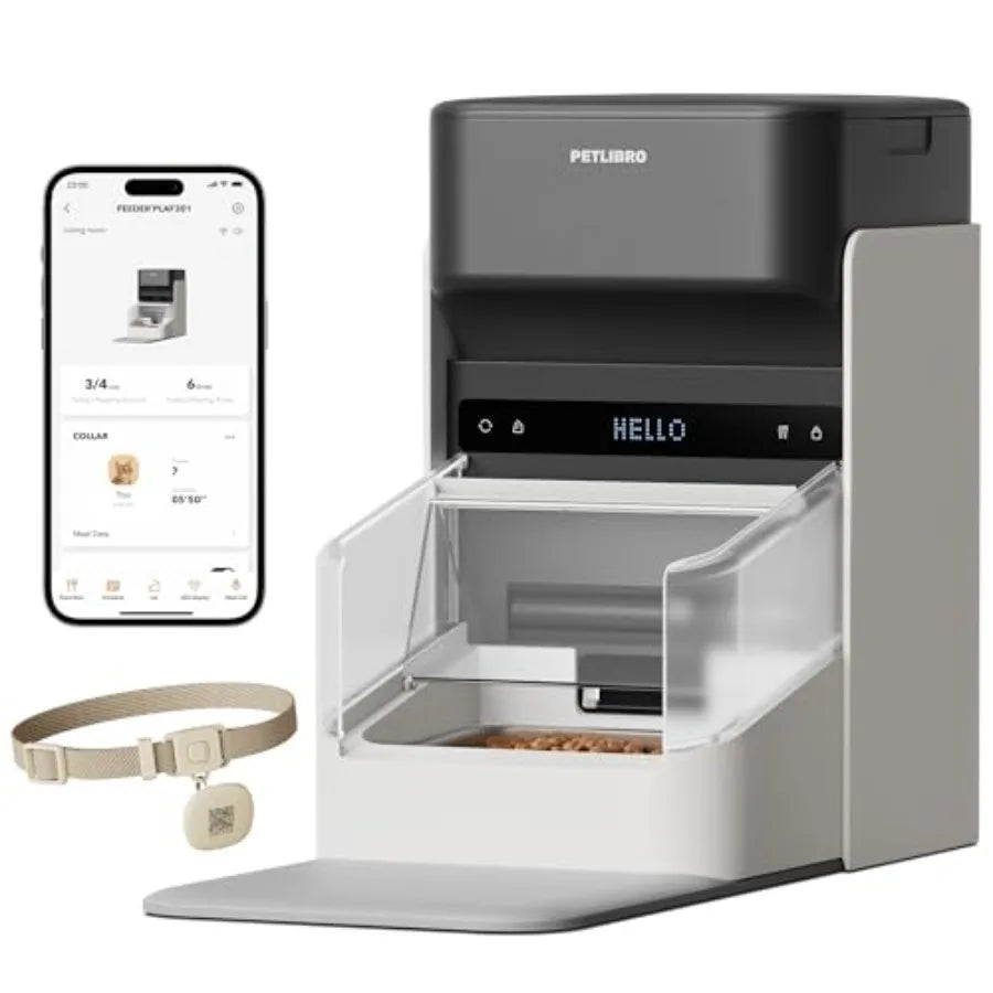 RFID Automatic Cat Feeder Collar Sensor-Activated Personalized Meals for Multi-Pet Homes 5G2.4G Wi-Fi Programmable Food Dispens