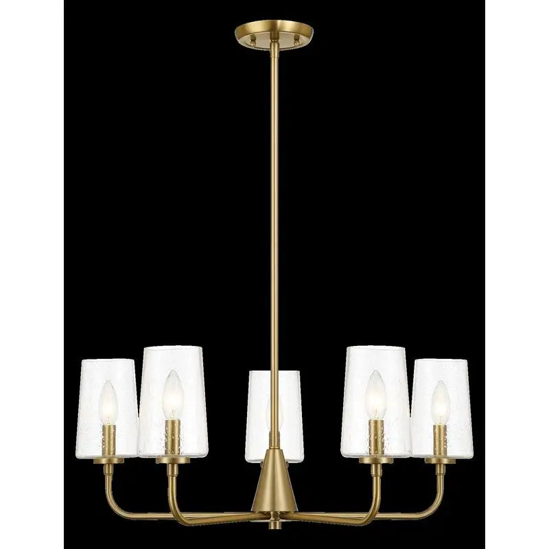 Satin Brass Dazzle Five-Light Chandelier with Clear Seeded Glass