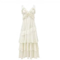 【New style】Seaside beach temperament dress suspender vacation dress beige sexy backless fairy summer mopping atmosphere