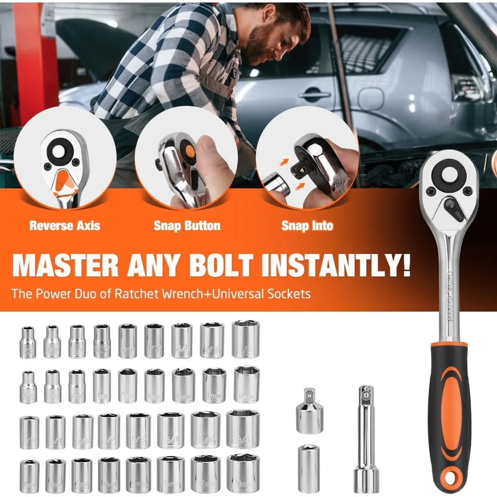 Complete 248 Piece Home Tool Kit for DIY Repairs and Household Projects