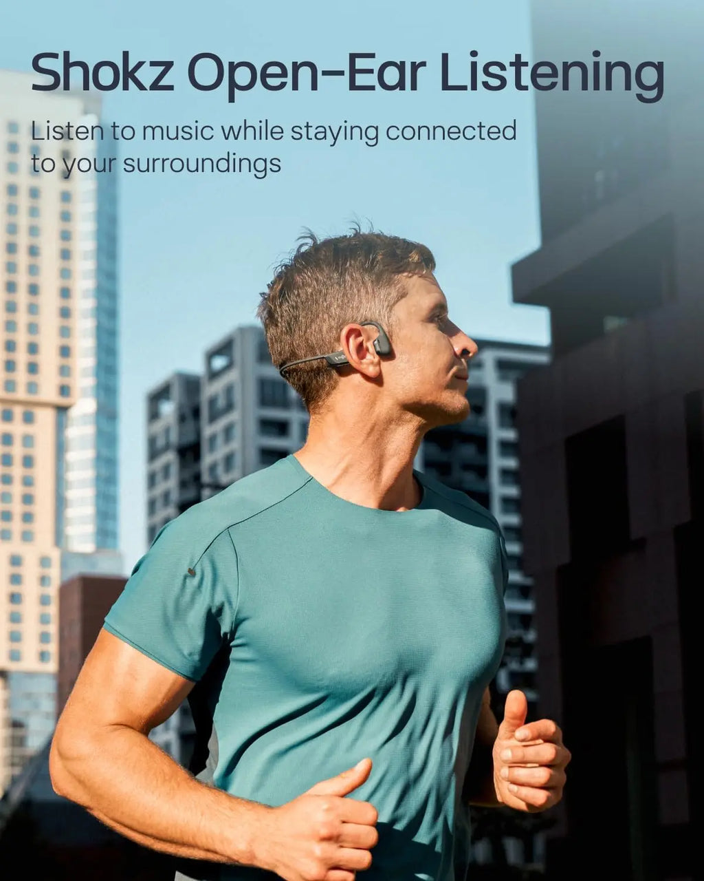 Open-Ear Bone Conduction Headphones: Wireless Sport Earphones for Running, Sweat-Resistant with Deep Bass and Reflective Strip