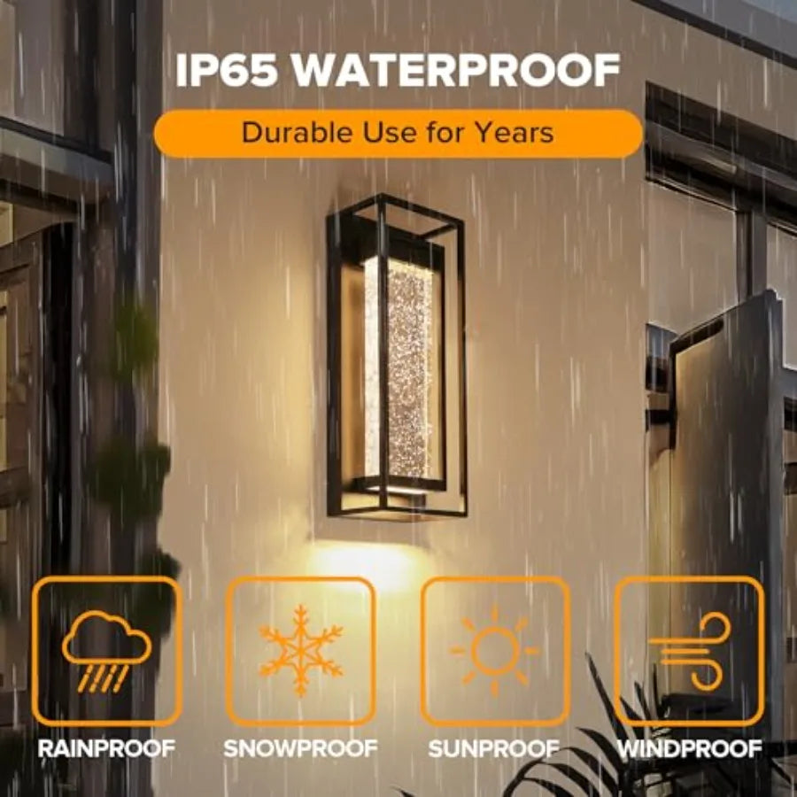 Outdoor Wall Light Fixtures 5 Color Temperature Porch Light Wall Sconce with Crystal Bubble Glass Waterproof Outdoor Wall Lante