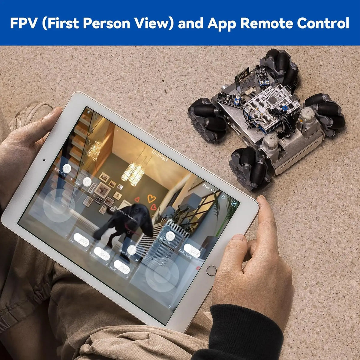 Smart Robot Car Kit with FPV Camera, App Control, Compatible Arduino UNO R3 & ESP32 CAM for Adults