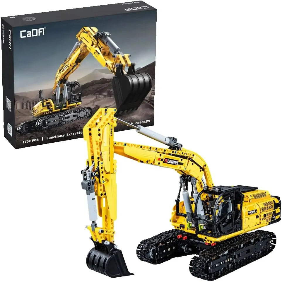 Engineering Series 1:20 Scale Excavator Model with Articulated Arm and Operational Doors, Advanced Building Set