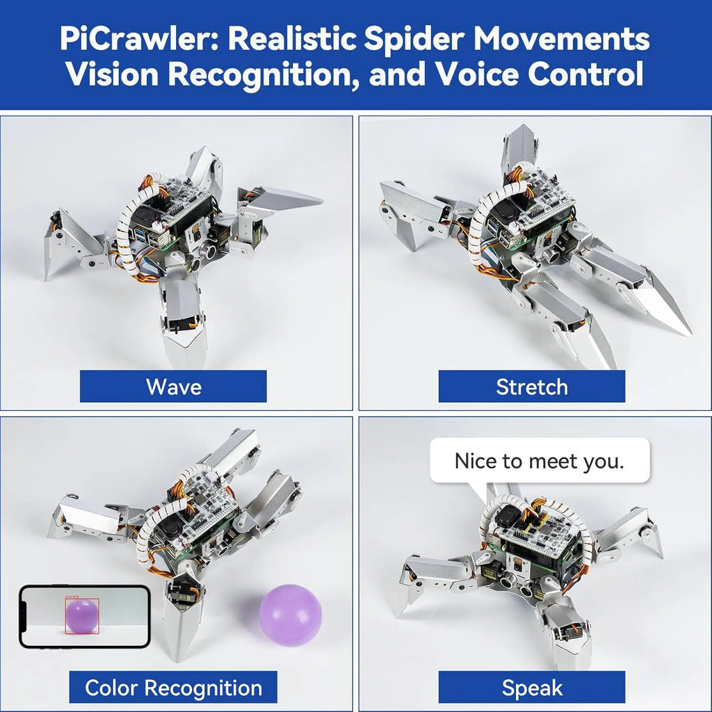 AI Robot Kit for Raspberry Pi with Voice Control, Video Recognition, App & FPV Camera, Python/Scratch Coding (RPi Not Included)