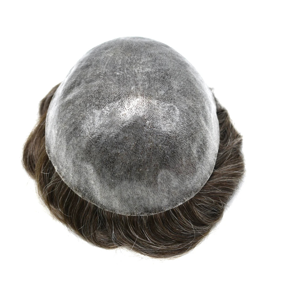 Mens Toupee Full Poly 0.10mm Injection Pu Human Hair System Hairpieces Male Hair Prosthesis Male Wig for Hair Loss Solution