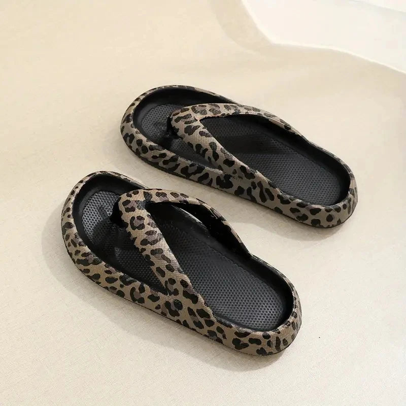 Women's Retro Leopard Print EVA Slides - Slip-On Open-Toe Beach Sandals with Soft Cushioned Sole, Quick-Dry Lightweight Design f