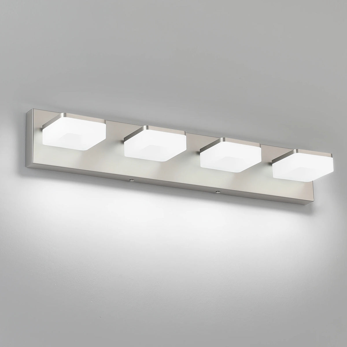 25.59-Inch LED Modern Mirror Headlight, 360° Rotating Art Light, Acrylic + Metal, Dimmable Bathroom Vanity Light
