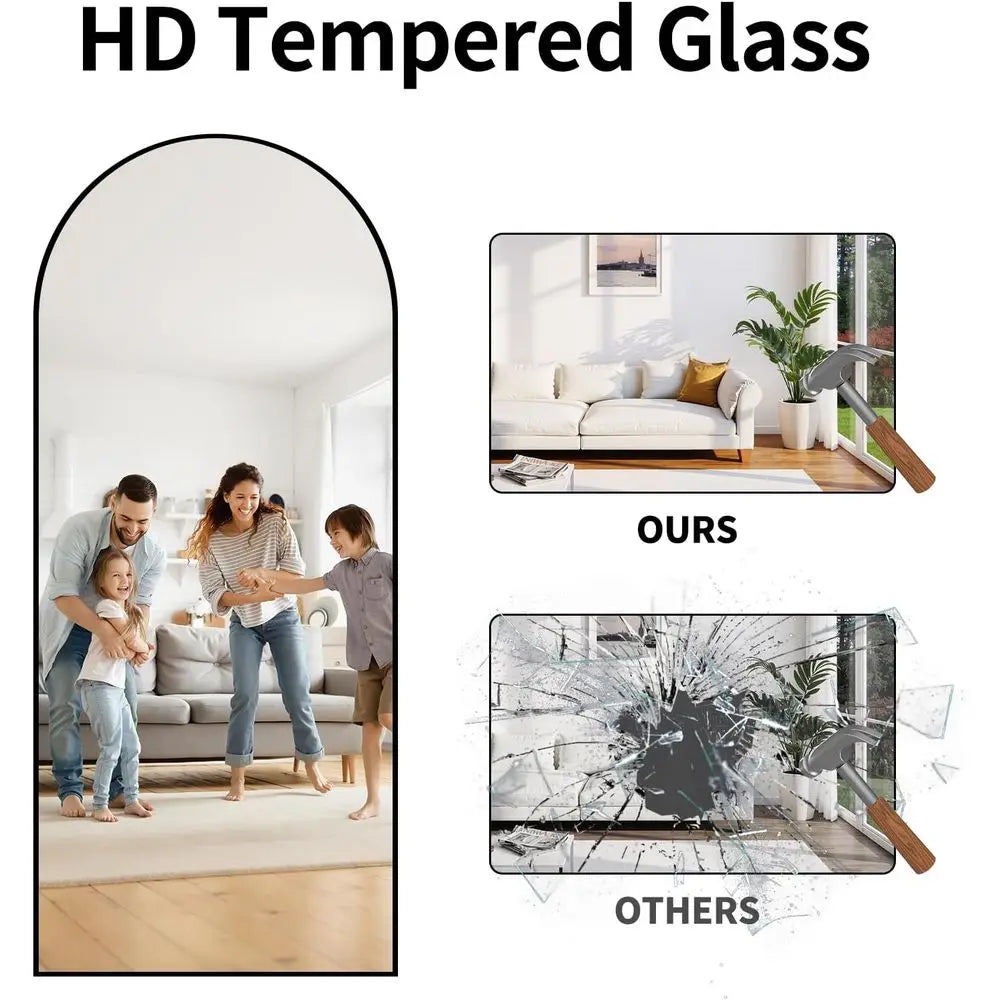76 x 34 Arched Full-Length Mirror - Large Floor Mirror with Metal Stand for Hanging or Leaning, Ideal for Vanity and Living Spac