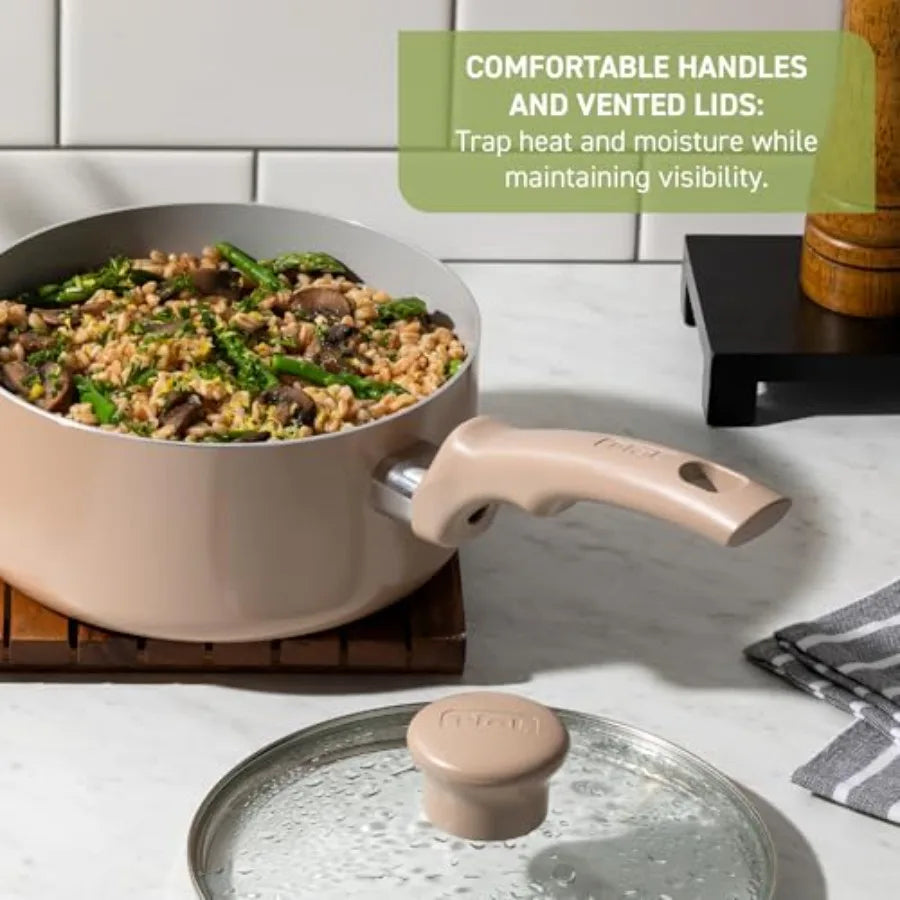Mint Green Ceramic Nonstick Cookware Set 20-Piece Oven Safe to 350F Includes Stockpot Pots Pans Griddle Utensils Kitchen Cookin