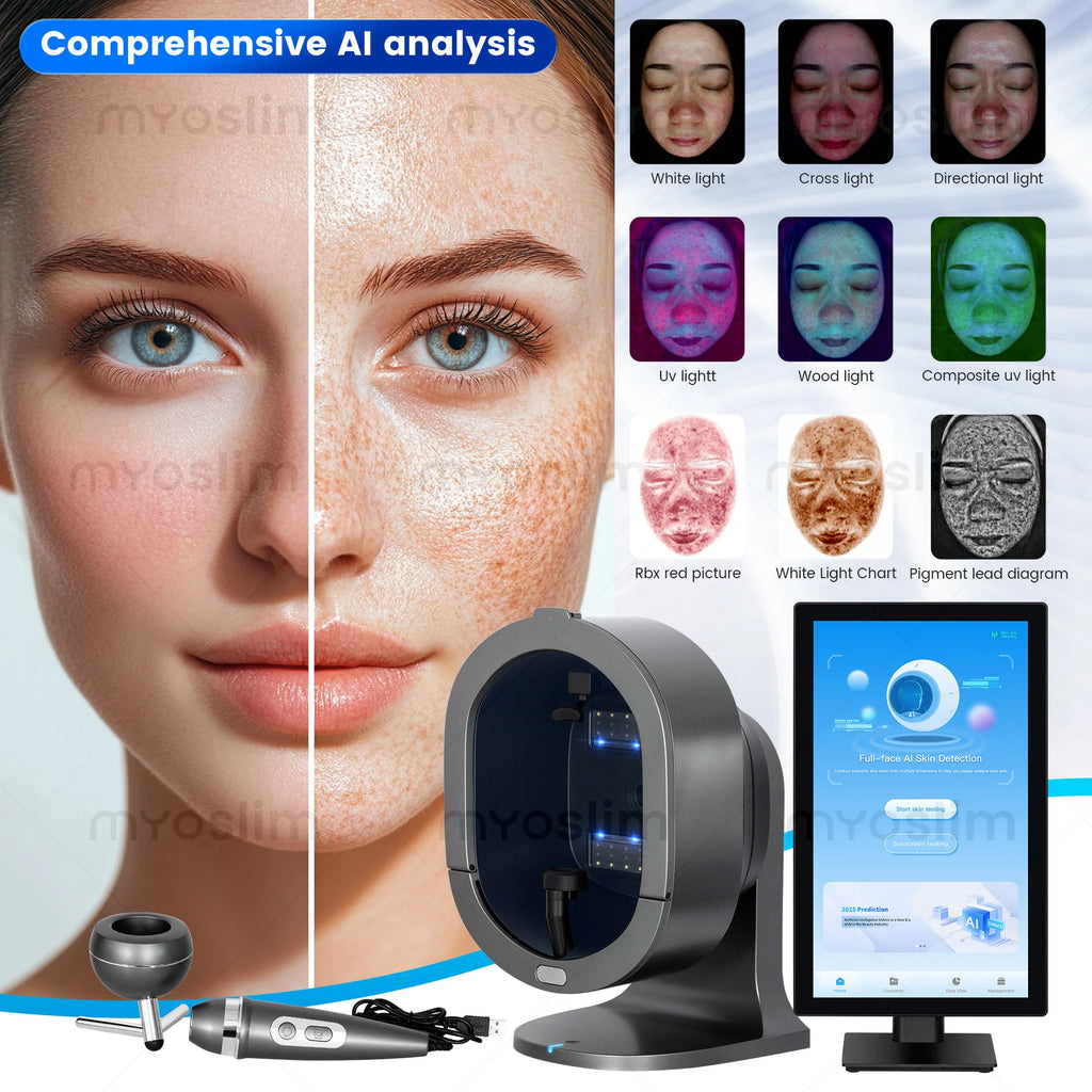 X5 Pro Facial Skin Analyzer Machine Scalp Analyzer MultiLanguage 21.5 Inch Facial Skin Analysis Scanner AI Skin Analyzer Machine