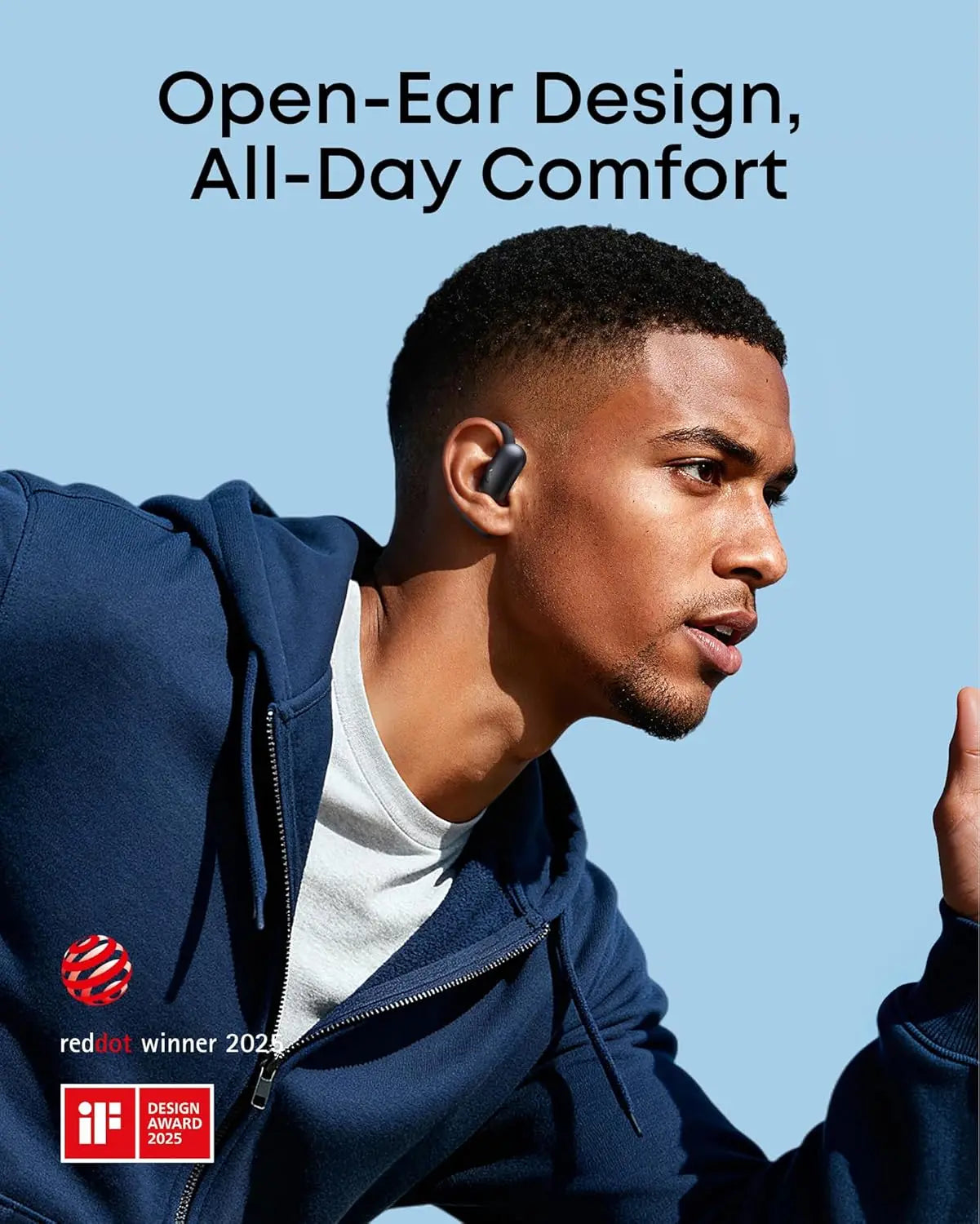 Open-Ear Wireless Earbuds with Real-Time Translation, 42H Playtime, Hi-Res Sound, Adjustable Fit for All Eizes