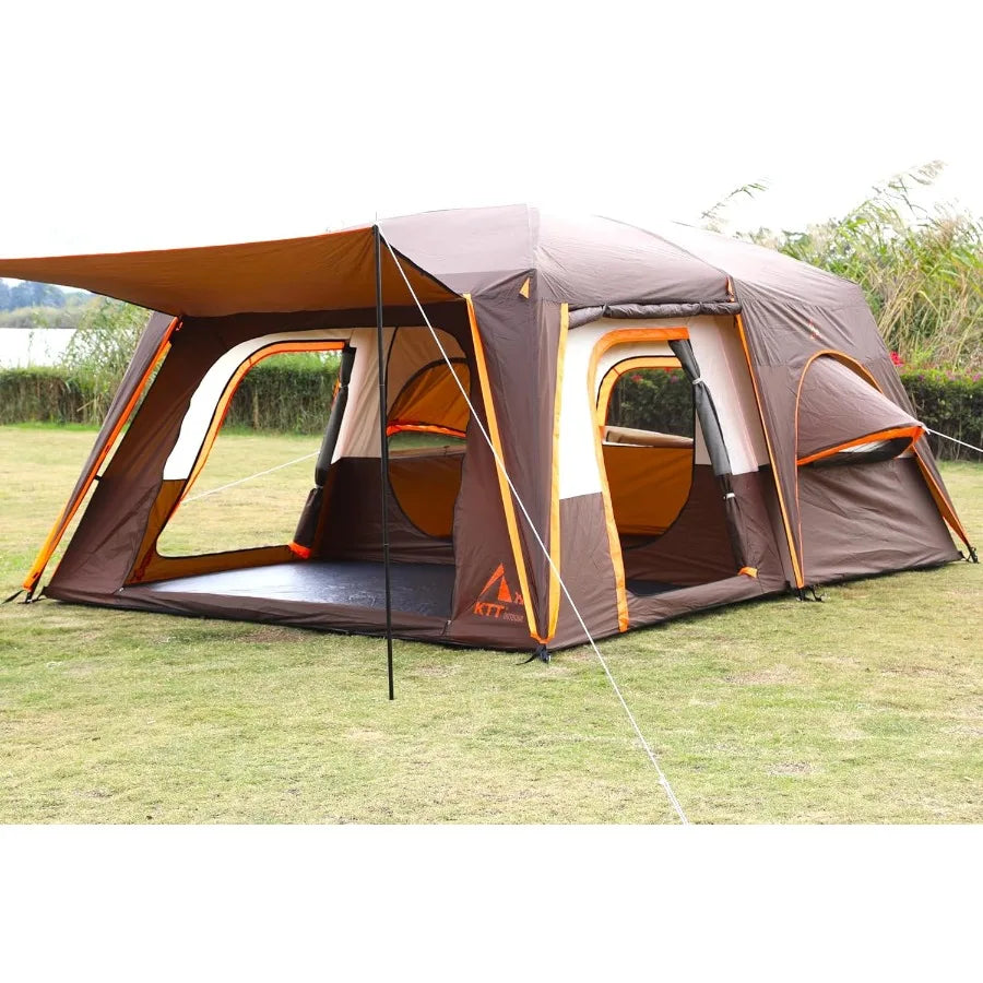 Extra Large Tent 6101214 Person StyleB Family Cabin Tents with 2 Rooms 3 Doors and 3 Windows Featuring Mesh Panels Straight Wal