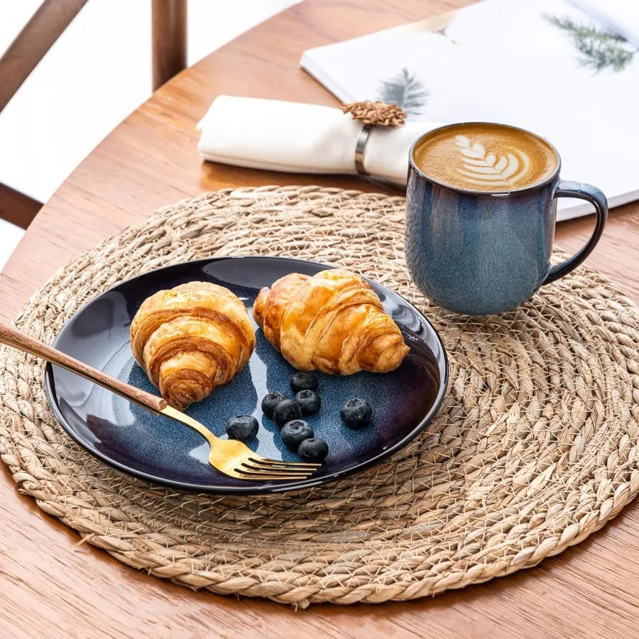 Ceramic Dinnerware Sets for 416Piece Reactive Glaze Plates and Bowls Set with Mugs Highly Chip and Crack Resistant Dishwasher M