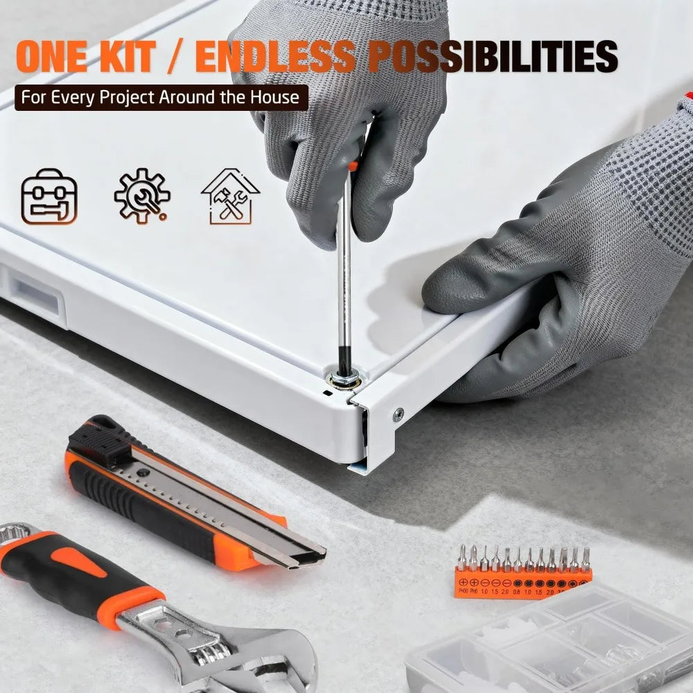 Complete 248 Piece Home Tool Kit for DIY Repairs and Household Projects