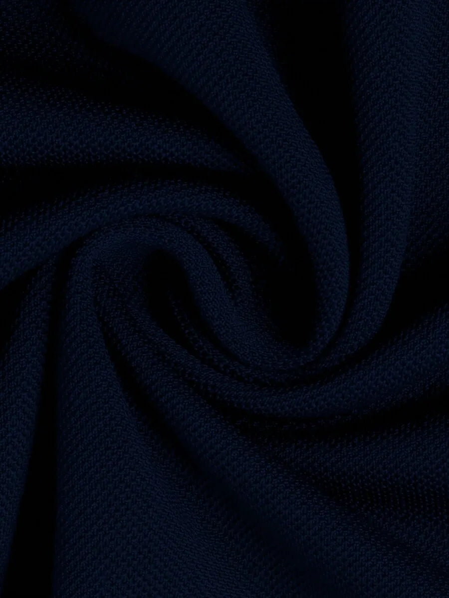Men's Navy Blue Casual Short Sleeve Polo Shirt with Contrast Trim