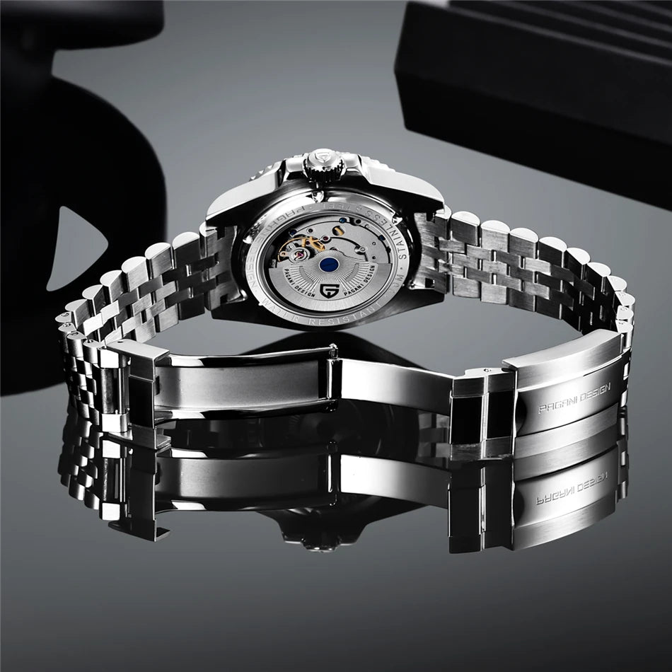 PAGANI DESIGN 40MM Luxury GMT Men's Mechanical Watch Sapphire Glass Stainless Steel 100M Waterproof Fully Automatic Watch