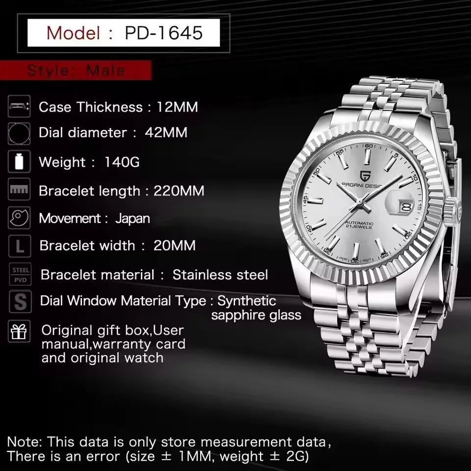 PAGANI DESIGN DD42 log dating Men watch Mechanical Watches Luxury Automatic Watch Men Sapphire waterproof Wrist Watches for men