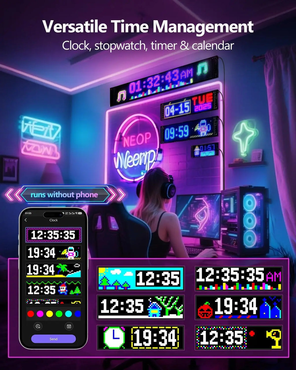 Programmable LED Devil Eyes for Semi Trucks Windshield - 58in x 8in, Upgraded Chip, Synchronized Screens